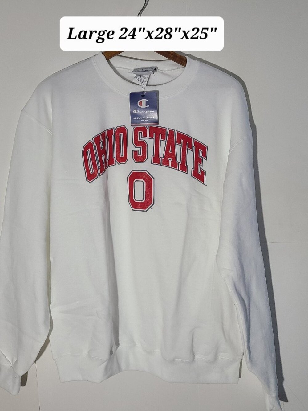 Champion Ohio State Buckeyes Crew Neck White Large Sweatshirt NWT